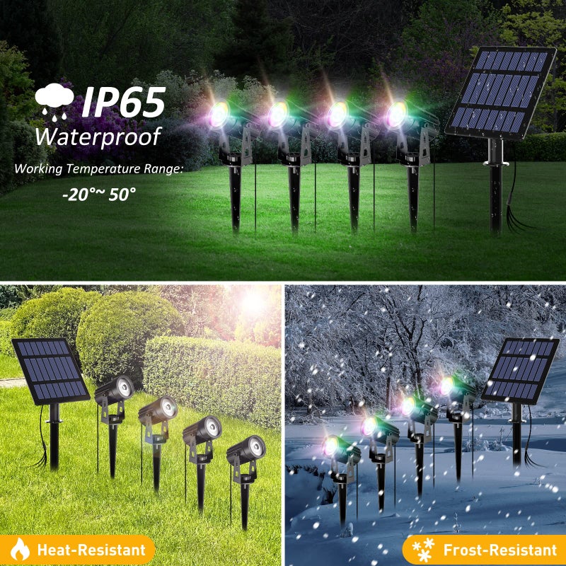 T-SUN RGB Solar Spotlights Outdoor, Halloween Decoration Solar Landscape Spotlights, IP65 Waterproof Color Changing Spot Lights Outdoor Security Wall Lights for Garden, Yard, Driveway, Pool Area(RGB) - Image 5